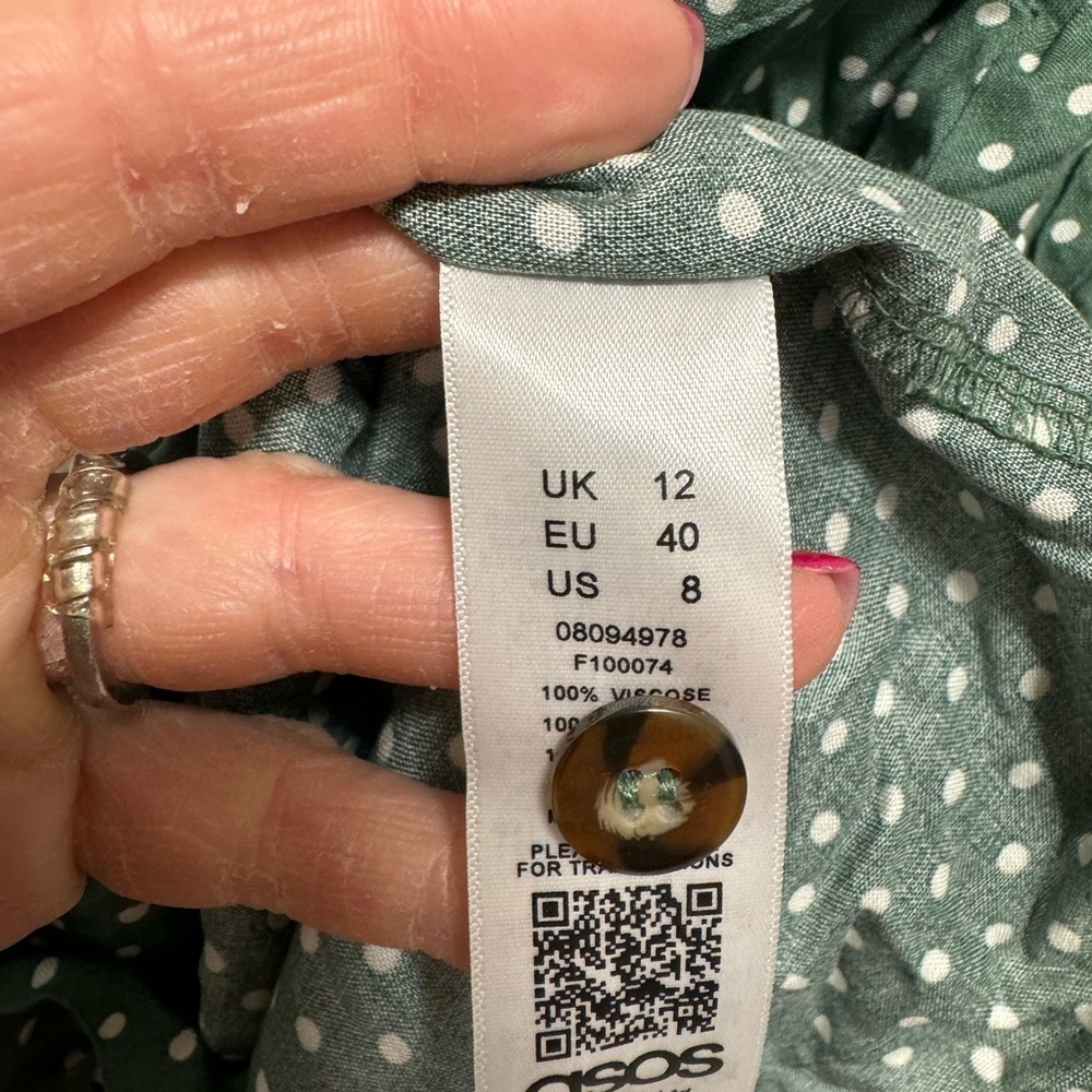 ✨NWT✨ ASOS Green Polka Dot Button-Up Skirt - Picture 7 of 9